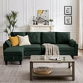 thumbnail image 3 of Jarenie Versatile 4-Seat L-Shaped Sectional Sofa with Reversible Storage Ottoman & Side Pockets – Perfect for Living Room, Office, or Apartment Green, 3 of 9