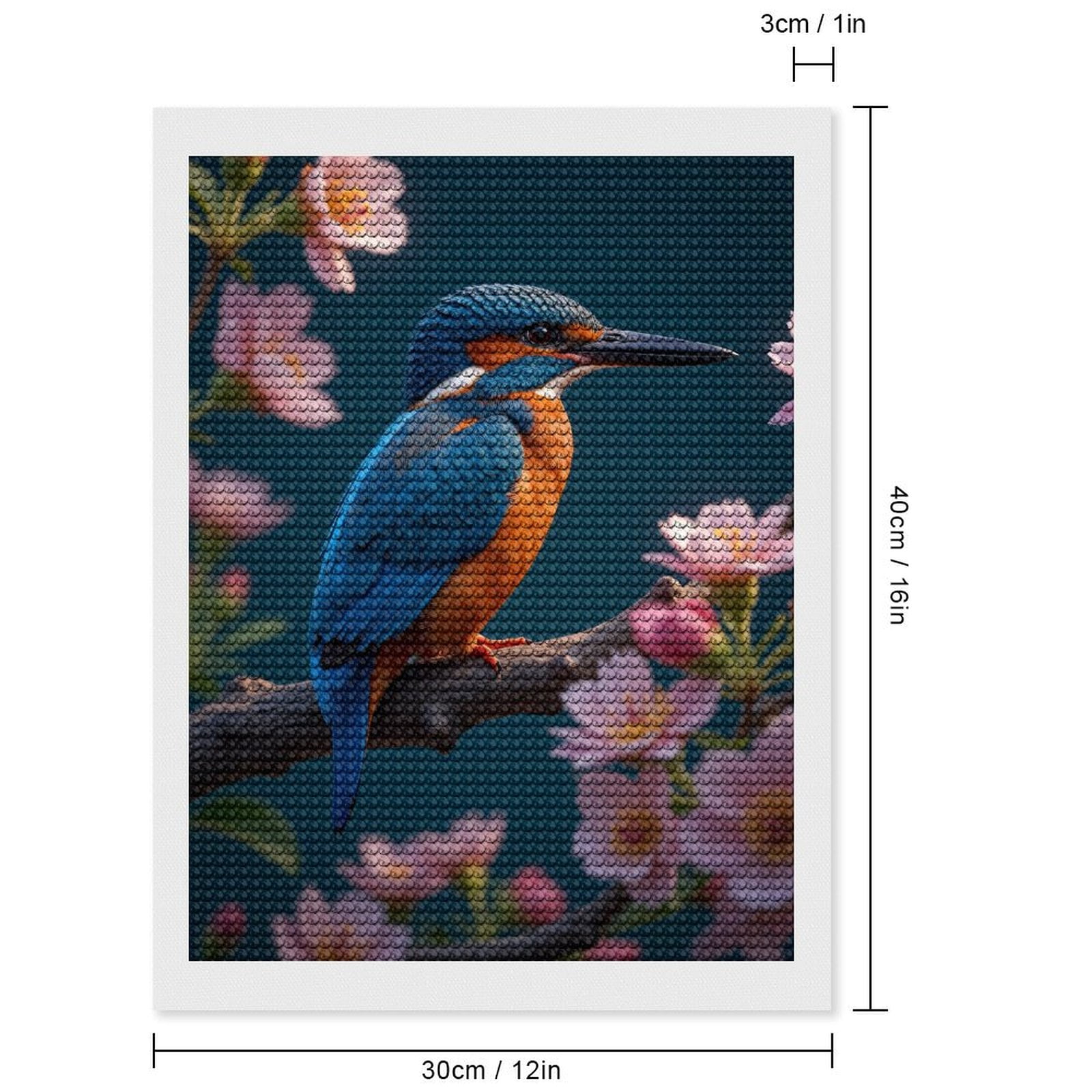 Diamond Art Kits for Adults, Kingfisher Blossoms Nature Scene 5D Diamond Painting Kits for Adults Beginners, DIY Full Drill Diamond Painting, Gem Art and Crafts 12x16