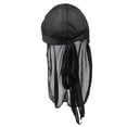 thumbnail image 2 of 2 pañuelos para la cabeza Durag suaves y sedosos para hombre, turbante, gorro pirata Negro + Morado, 2 of 2