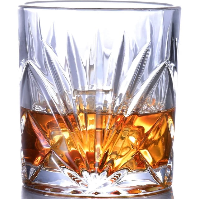 Nuevo producto, Juego de 2 vasos de whisky, vasos de whisky de cristal de 10 oz, vasos de cóctel 100 % sin plomo Vasos con posavasos y lujo