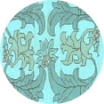 thumbnail image 1 of Ahgly Company Indoor Round Abstract Light Blue Modern Area Rugs, 4' Round, 1 of 4