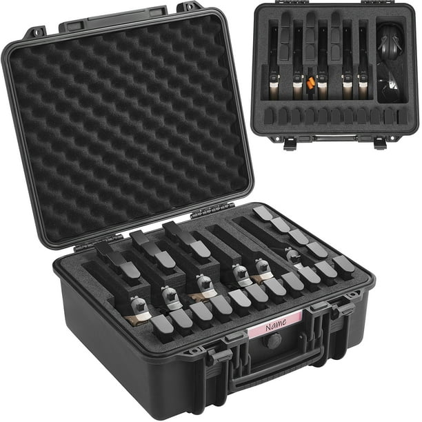 VEVOR Contenedores de pistola duraderos, resistentes al agua y sin polvo, almacenamiento seguro para 6 pistolas, dimensiones 19.3x17.1x8.3 pulgadas con función de bloqueo