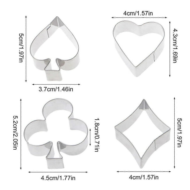 4 Pcs Stainless Steel Cookie Cutter Set Poker Pastry Cake Biscuit Cutting Molds