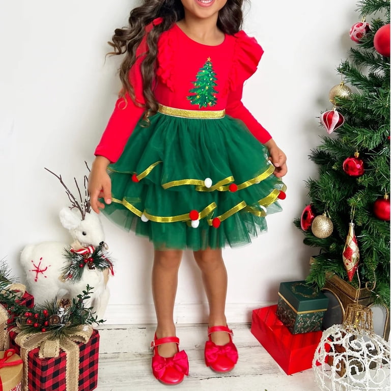 white christmas dresses Green Tulle Holiday Christmas Tree Cape for Kids L main image 0