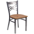 thumbnail image 1 of HERCULES Series Clear Coated ''X'' Back Metal Restaurant Chair - Natural Wood Seat, 1 of 6