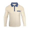 thumbnail image 4 of Men's Waffle Knit Long Sleeve Golf Shirt Contrast Collared T-Shirts Lightweight Breathable Stretch Performance Quick Dry Business Casual Tops with Chest Pocket, 4 of 10