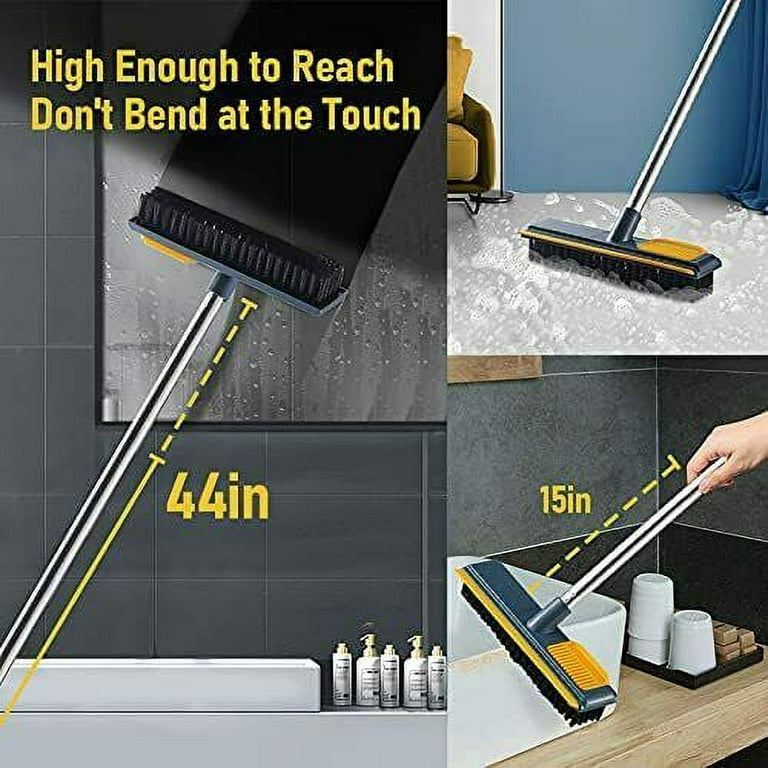 2 In1 Adjustable Floor Scrub Brush Long Handle Bathroom Wiper Wall
