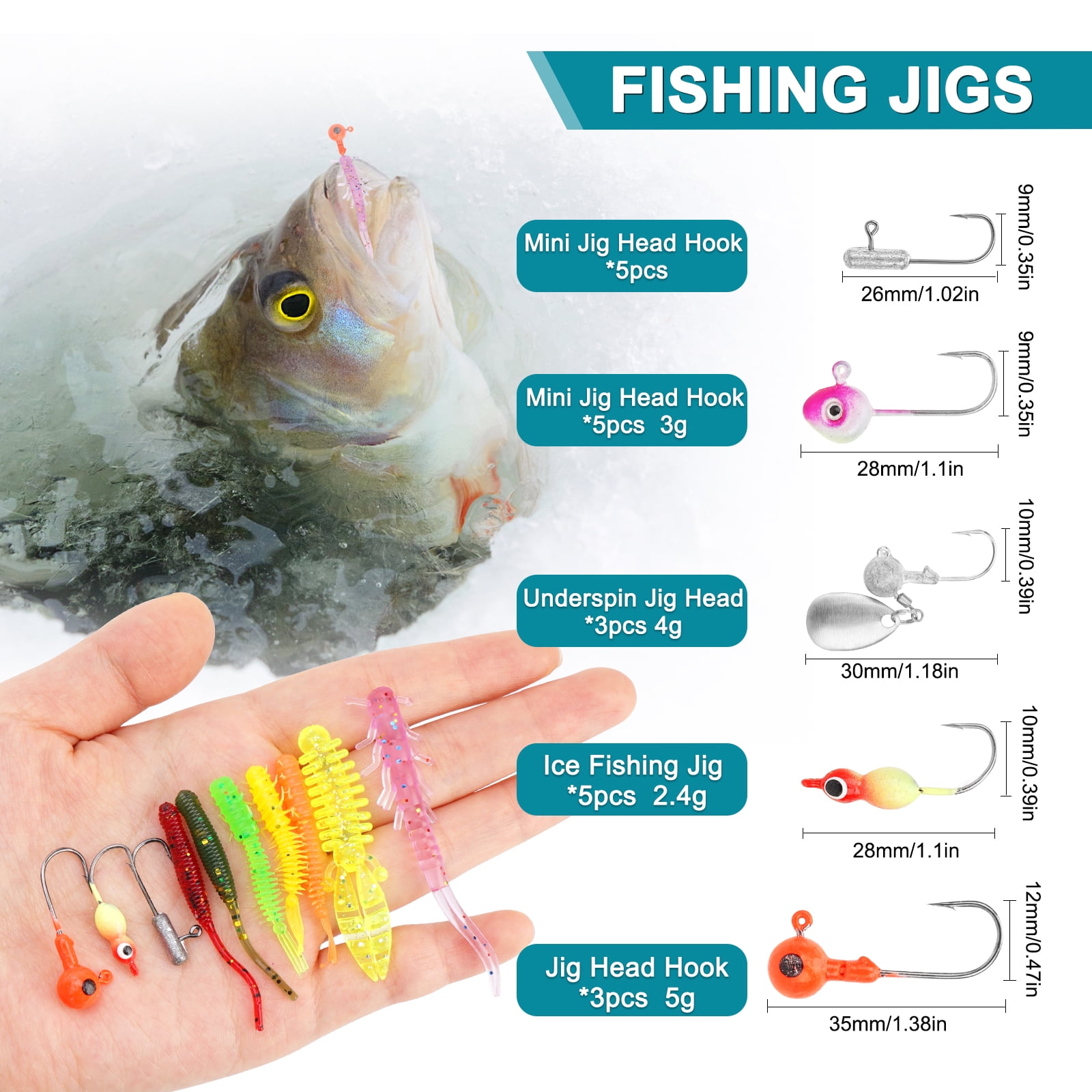 Fishing Lures Tackle Box Bass Fishing Baits Including Animated Lure,Crankbaits,Soft  Plastic Worms,Topwater Lures etc Saltwater & Freshwater Fishing Gear Kit  for Bass,Trout, Salmon. 