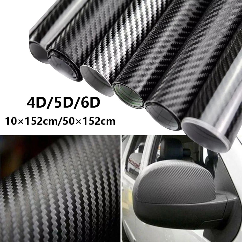 udskille grænse vold 50cm x1.51M 4D-6D Gloss Black Carbon Fibre Fiber Vinyl Car Wrap Air Release  Film - Walmart.com