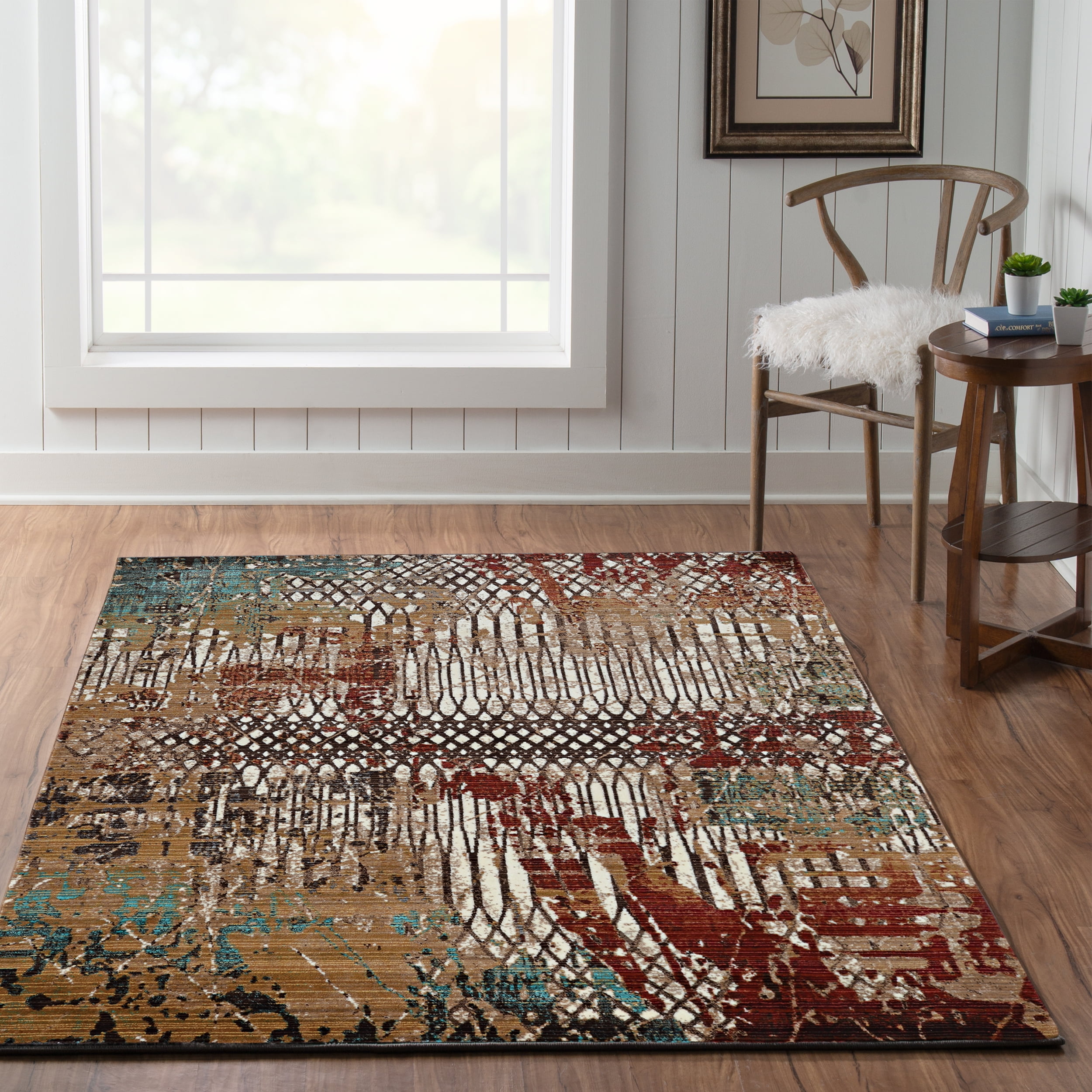 Illusions Beige 8x11 Area Rug Transitional Polypropylene Decorative Art Design