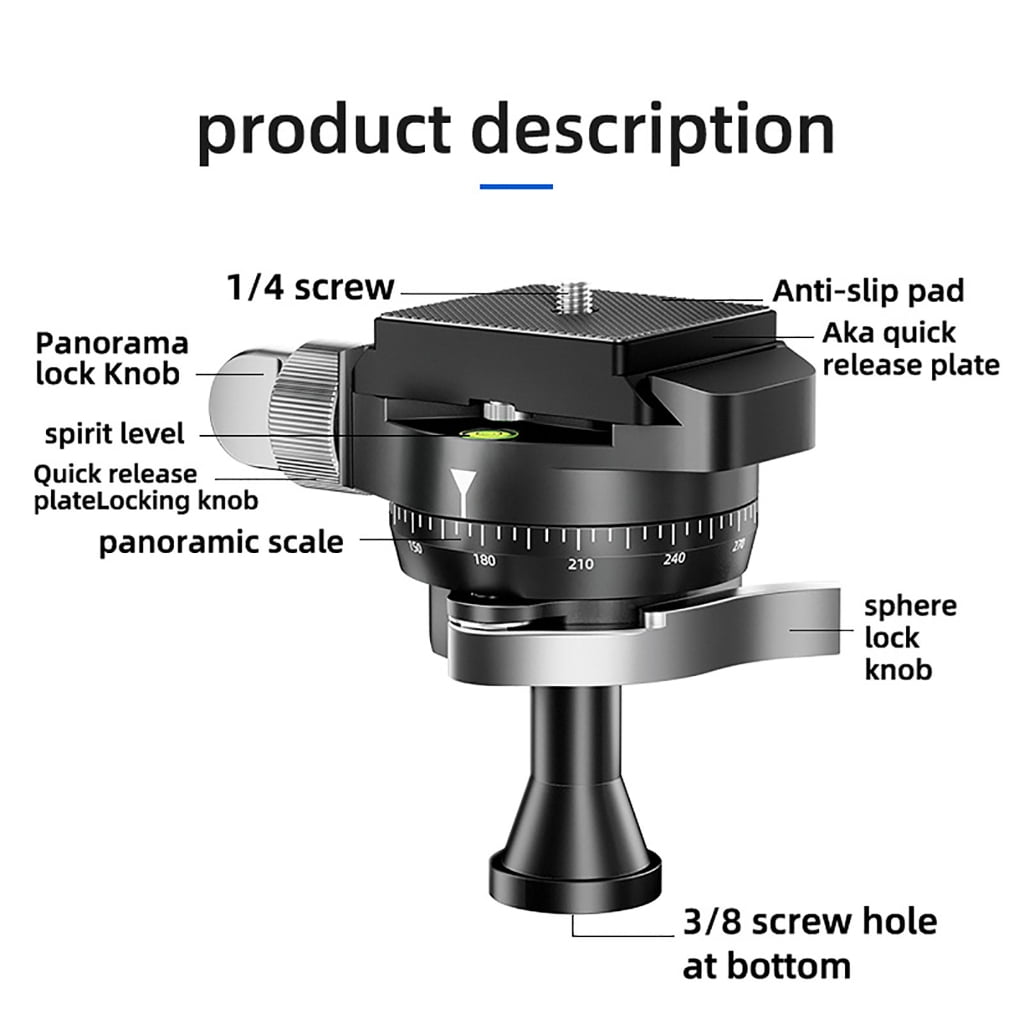 Osdhezcn Camera Tripod Mini Ball Head KA18 Ballhead Mount Professional Inverted Panoramic Ballhead 1/4 3/8 Screw for Phone/Tablet