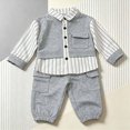 thumbnail image 2 of KPOPLK Toddler Baby Boy Fall Winter Clothes Long Sleeve Button Down Shirt and Pants Set 2 Piece Boy Outfit Sets 9 12 Months 2T 3T 4T Grey Size 18-24 Months, 2 of 9
