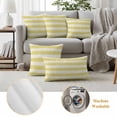 thumbnail image 5 of Yellow Striped Outdoor Pillow Covers 18x18 Set of 2, Waterproof Patio Throw Pillowcase Protectors, Farmhouse Vintage Stripes Square Decorative Pillow Shams Cushion Covers for Seat Bed Couch Sofa, 5 of 8