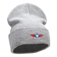 thumbnail image 4 of Winged Star Embroidered 12 Inch Long Knitted Beanie - Heather Grey OSFM, 4 of 5