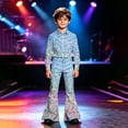 thumbnail image 6 of RUTAYY Girls Flare Pants Iridescent Round Sequins Print Full Waist Button Zipper Fly Stage Performance Bottoms Mint Green, 6 of 7