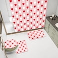 thumbnail image 6 of 4Pcs Valentine's Day Bathroom Set Pink Red White Heart Non-Slip Bath Mat U-Shaped Toilet Rug Toilet Lid Cover Shower Curtain with Hooks for Home Hotel Accessories Decoration, 6 of 7