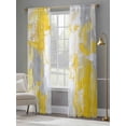 thumbnail image 4 of Yellow Gray Abstract Sheer Curtains for Living Room Bedroom, Light-filtering Sheer Curtain, Graffiti Brush Rod Pocket Voile Window Treatment Drapes, 52’’Wx96’’L, 2 Panels Set, 4 of 7