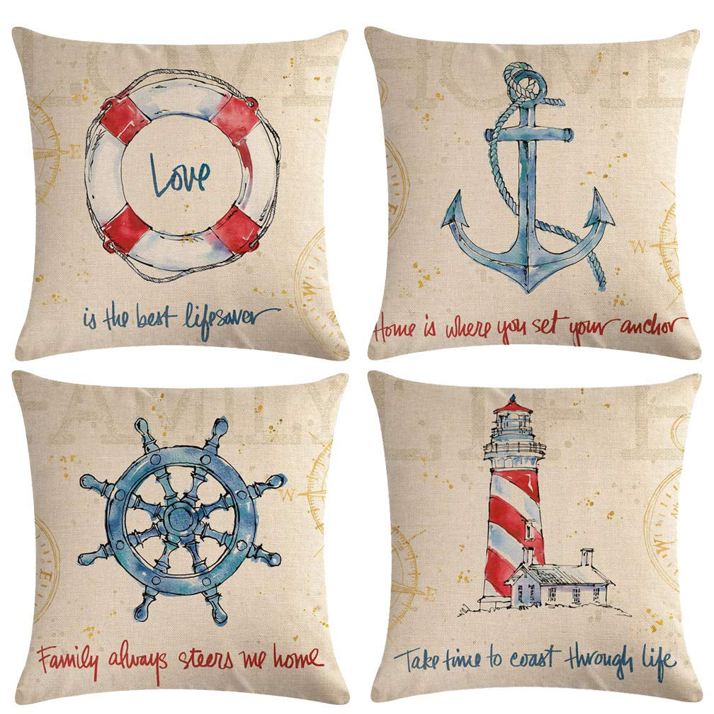 US SELLER 2pcs throw pillows home good marine nautical lighthouse cushion cover 