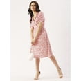 thumbnail image 5 of DressBerry Women’s Printed Poly Crepe Dress Collared V Neck Flared Short Puffed Sleeves Knee Length Regular Wear Light Weighted Casual Summer One Piece, 5 of 7