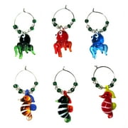 WINE GLASS CHARMS - OCTOPUS & SEAHORSE (tag/markers) set of 6