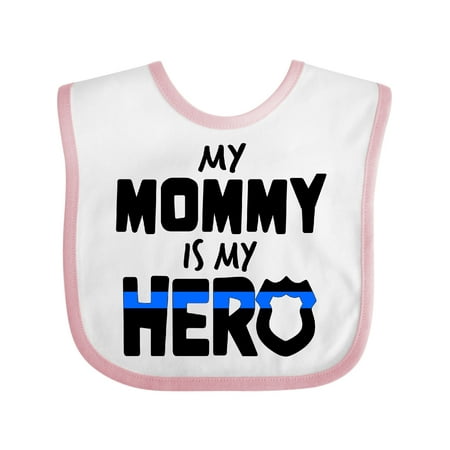 

Inktastic My Mommy is My Hero Police Officer Family Gift Baby Boy or Baby Girl Bib