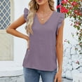thumbnail image 5 of ZyeKqe Womens Tunic Tops Dressy Casual Petal Sleeve V Neck T Shirts Solid Color Summer Loose Blouses, 5 of 6