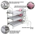 thumbnail image 3 of Badger Basket Scrollwork Metal Triple Bunk Bed with Ladder, Bedding for 18 inch Dolls - Silver/Pink, 3 of 7