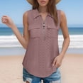 thumbnail image 6 of Pxxlle Eyelet Tops for Women Summer Casual Quarter Zip Tank Top with Pocket Loose Fit Sleeveless Beach Vacation Shirts Pink L, 6 of 10