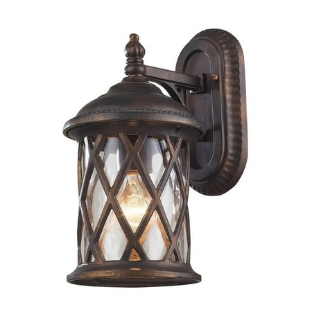 - New Product ELK Lighting The Barrington Gate 1 Light Outdoor Sconce In Hazlenut Bronze And Designer Water Glass 42035/1 Sold By VaasuHomes