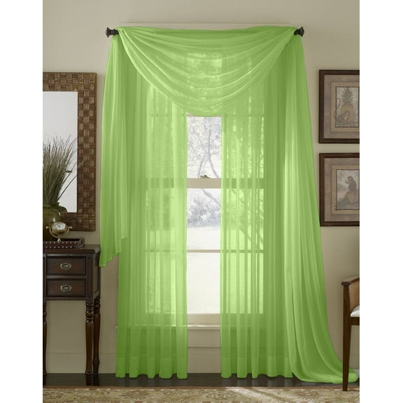 Qutain Linen Solid Viole Sheer Curtain Window Panel Drapes Set of Two (2) 55" x 63 inch - Lime