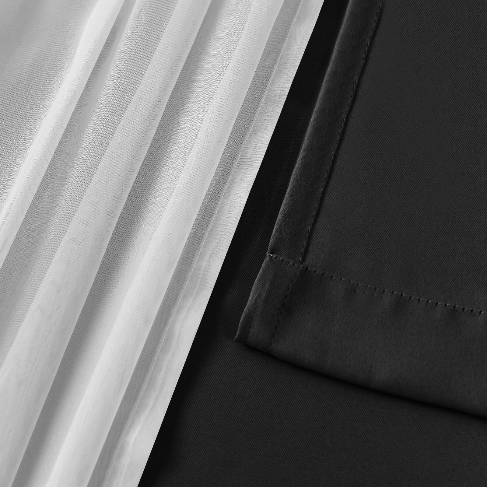 Hiasan Black Blackout Curtains with Sheer Overlay, Grommet Thermal Insulated Mix & Match Double Layer Window Curtains for Bedroom, Living Room, 2 Drape Panels Swen with Tiebacks, 42W X 84L