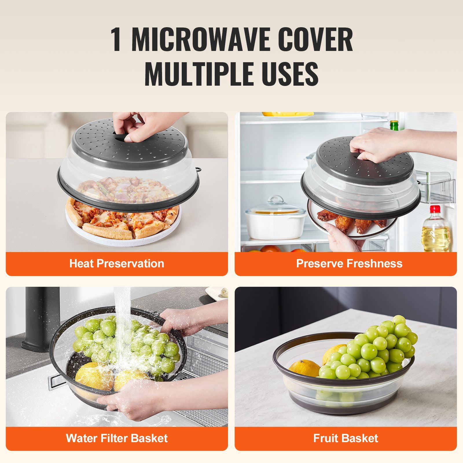 Microwave Splatter Cover Heat Resistant 300°F, Food Grade Microwave Guard Lid, Prevents Oil Food Splatters Easy Clean for Microwave Oven Cooking