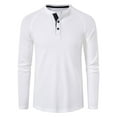 thumbnail image 2 of Fall Shirts for Men Men Long-Sleeve Beefy Muscle Basic Solid Pure Color Blouse Tee Shirt Top, 2 of 5