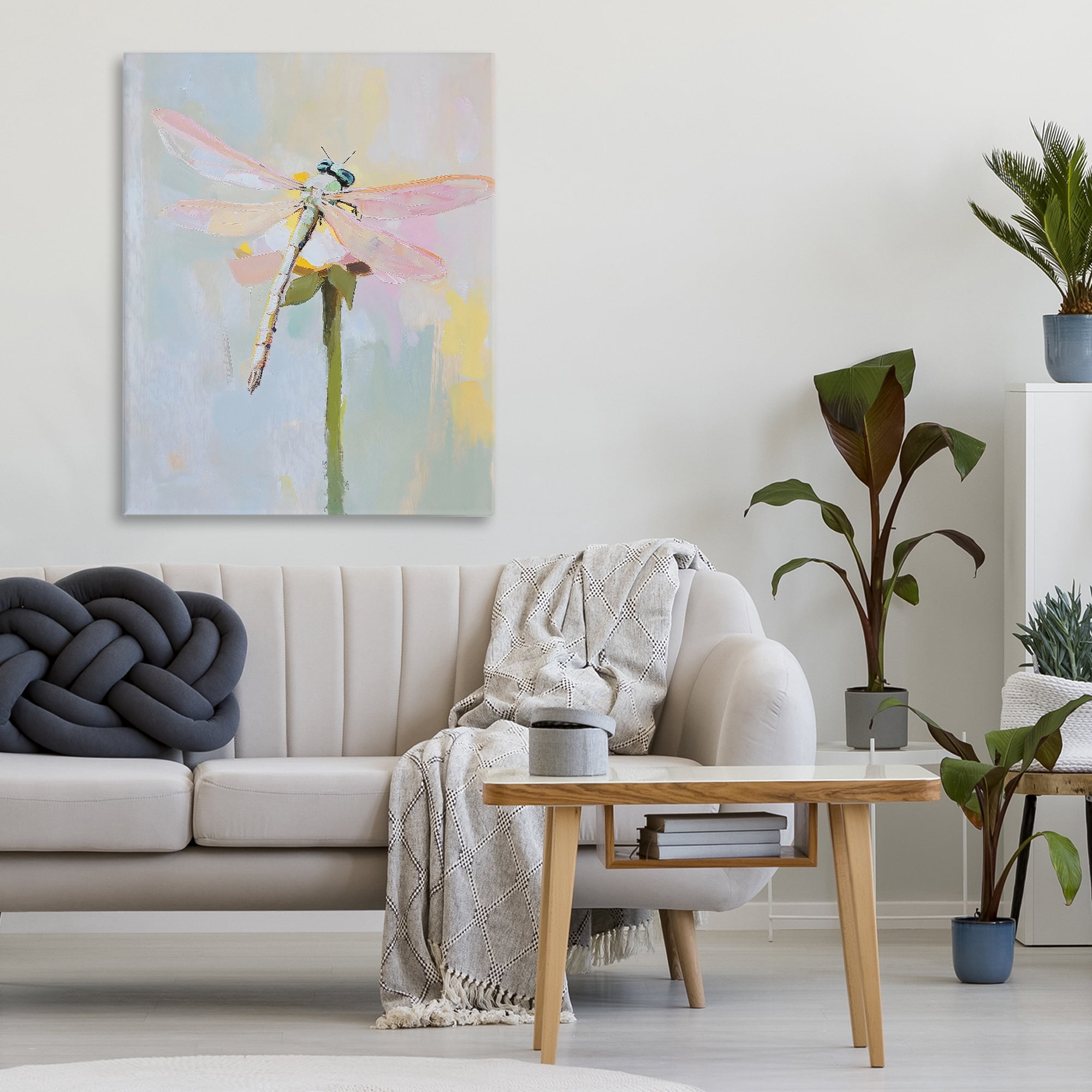Stupell Industries Pastel Dragonfly Landing Canvas Wall Art, design by The Prints Vibe