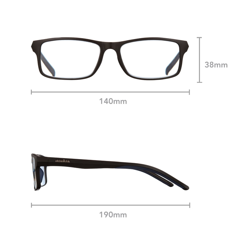 Ironman Rectangle Black Reading Glasses 2.00 - Walmart.com