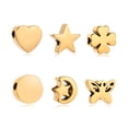 thumbnail image 2 of Cuentas de trébol de la suerte de acero inoxidable, 5 piezas, forma de corazón, estrella, amor, cuentas sueltas chapadas en oro, hallazgos para hacer joyas DIY, 2 of 4