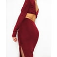 thumbnail image 3 of New Womens Dresses Solid Color Women'S Fashion Sexy V-Neck Long-Sleeved Open-Waist Open-Back Dress Tight Hip Skirt, 3 of 6