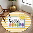 thumbnail image 2 of Round Rug 6Ft Washable Non-Slip, Yellow Striped Circle Area Rugs for Living Room Bedroom, Farmhouse Stripes Modern Abstract Art Indoor Floor Mats Carpet Runner for Home Decor Aesthetic, 2 of 8