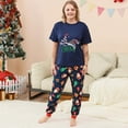 thumbnail image 5 of Odeerbi Christmas Pajamas for Family Holiday Short Sleeve Family Christmas Pajamas Matching Sets Mom Casual Print Top with Bottom Outfits Home Wear Sleepwear Family Matching PJs Set Blue, 5 of 7