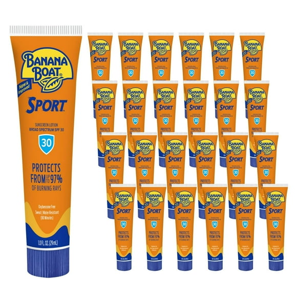 Banana Boat Sport Ultra SPF 30 Sunscreen Lotion, 1oz, 24ct | Travel Size Sunscreen, Banana Boat Sunscreen SPF 30 Lotion Mini Sunscreen SPF 30, 1oz (Pack of 24)