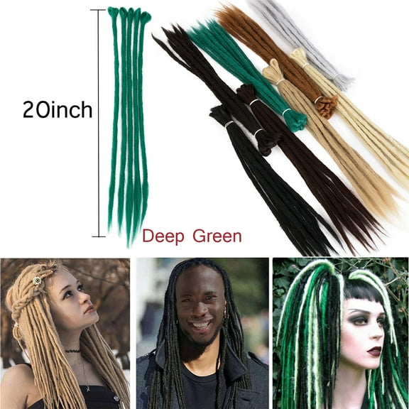 Unisex 20 Inch Dreadlocks Extensions Synthetic Dreads Hair Hip-Hop Style Handmade Locs Crochet Braiding Hair (Pack of 5 Strands)