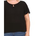 thumbnail image 5 of Women's Plus Size Flowy Flutter Sleeve Blouse with Keyhole Neckline, 5 of 6