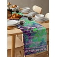 thumbnail image 3 of Modern Oil Painting Burlap Cotton Table Runner 14x72 Inches Long, Summer Botanical Purple Green Farmhouse Table Runners, Outdoor Dining Tablecloths Decor for Baby Shower/Party/Wedding, 3 of 6