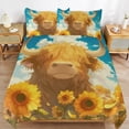 thumbnail image 6 of 3 Pcs Soft Bedding Set, Includes 1 Duvet Cover with Zipper And 2 Pillow,Shams Highland Cow with Sunflowers Twin(86"x70"), 6 of 8