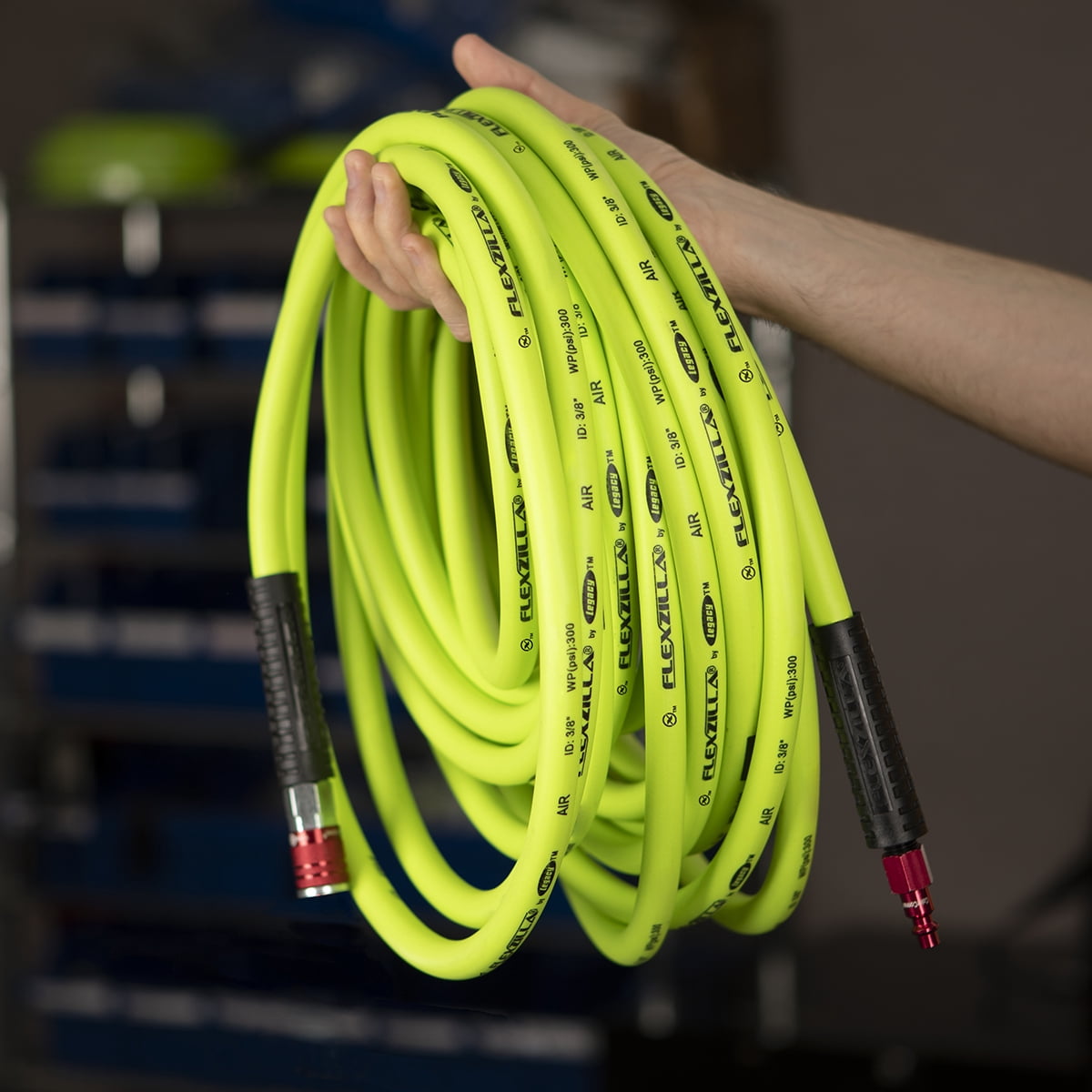 Flexzilla® Air Hose, 3/8" x 50', with ColorConnex® Coupler and Plug, Type D, Red
