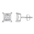 thumbnail image 3 of .925 Sterling Silver 1.0 Cttw Miracle Set Princess-cut Diamond Solitaire Stud Earrings (H-I Color, I2-I3 Clarity), 3 of 8