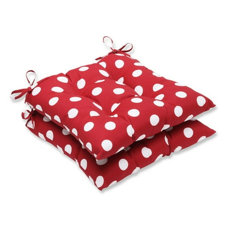 Cushion Polka - Pillow Perfect Outdoor/ Indoor Polka Dot Red Wrought Iron Seat Cushion (Set of 2)