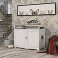thumbnail image 2 of Penck Litter Box Enclosure, Cat Litter Box Furniture with Hidden Plug, 2 Doors,Indoor Cat Washroom Storage Bench Side Table Cat House, Large Wooden Enclused Litter Box House, White, 2 of 7