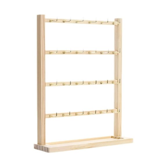 freneci Wooden Earring Display Stand Jewelry Display Stand Dresser Jewelry Organizer 4 Tier