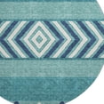 thumbnail image 3 of HomeRoots 676443 8 ft. Teal Navy Blue & Ivory Southwestern Washable Round Area Rug with UV Protection, 3 of 9
